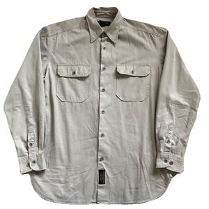 Vtg 90s Banana Republic Chino Utility Work Shirt Men M Khaki Safari 100% Cotton
